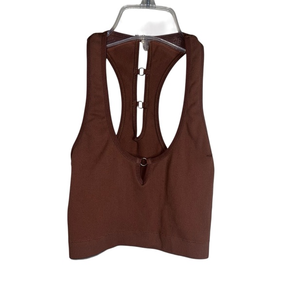 aerie Tops - Aerie Tank Top Brown Ribbed Racerback with Decorative Rings Size XS